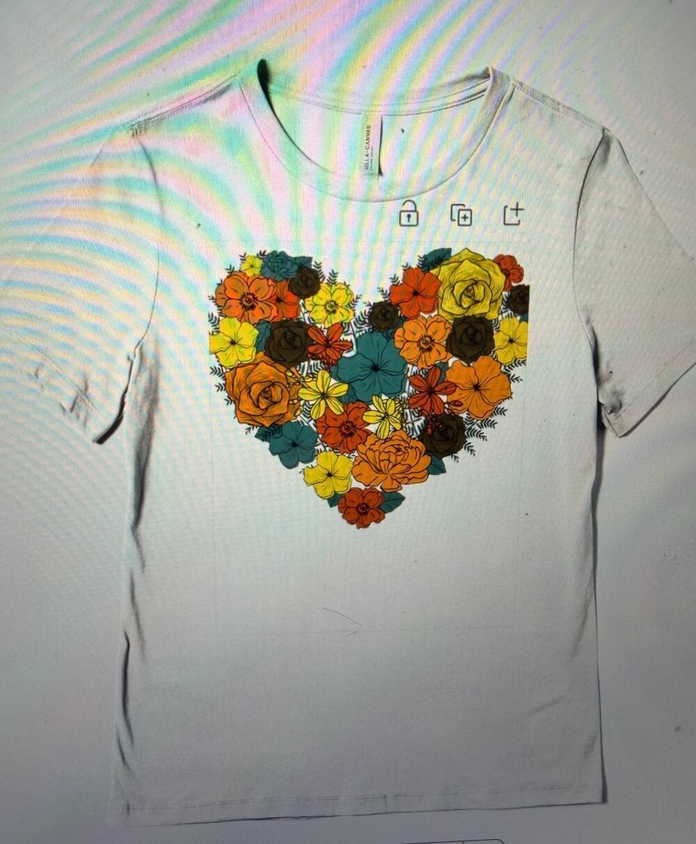 Handmade Ready to Order Floral Heart Tee shirt Black/White